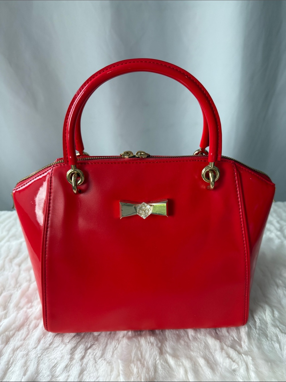 Ted Baker Petra Crystal Metal Bow Small Tote in Bright Red - Picture 17 of 17